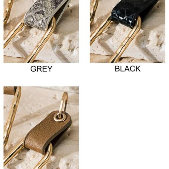 AROUND TOWN FAUX LEATHER METAL DANGLE POST EARRING - Picture 4 of 4